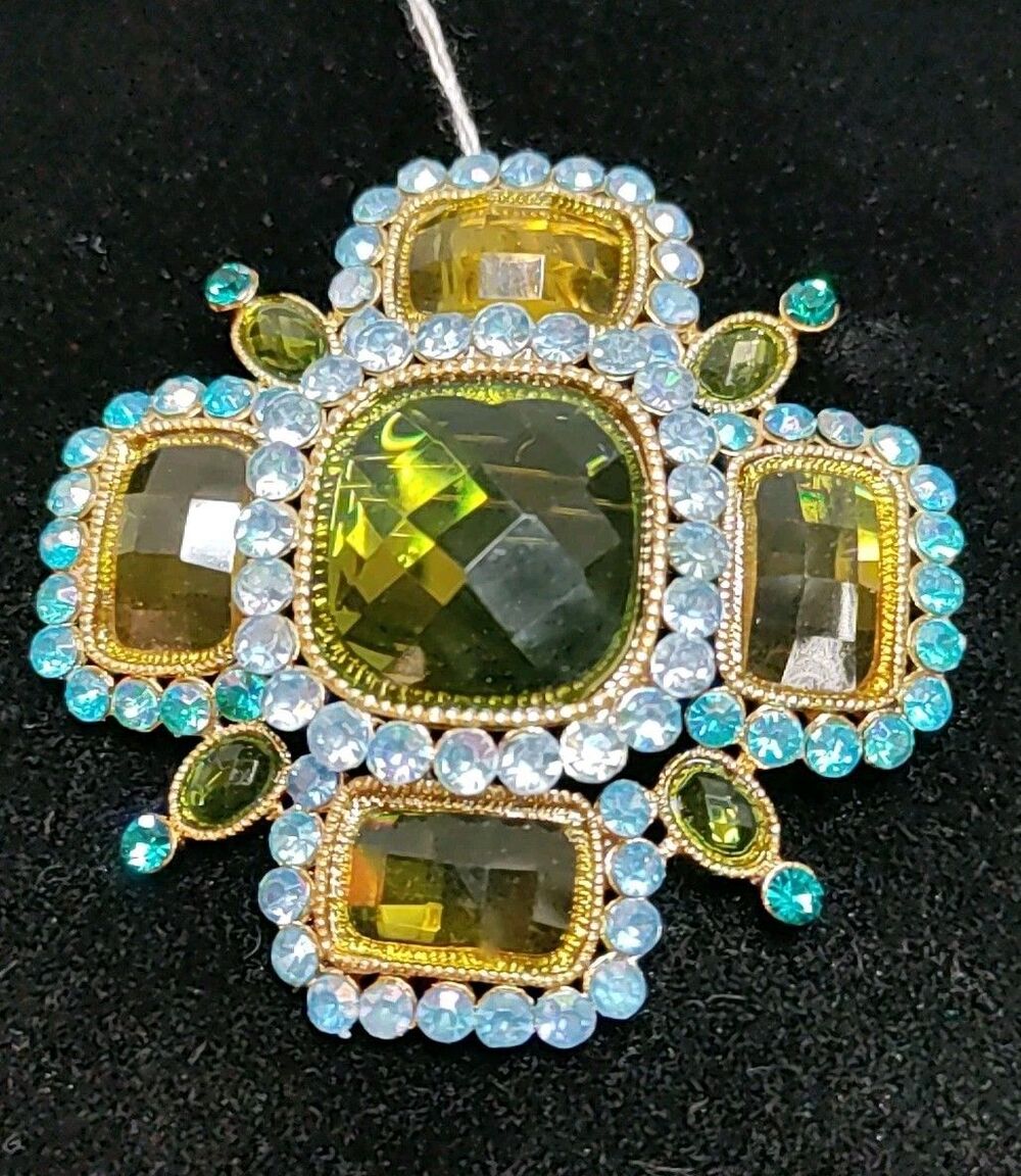 Green & Blue Brooch Pendant Combination